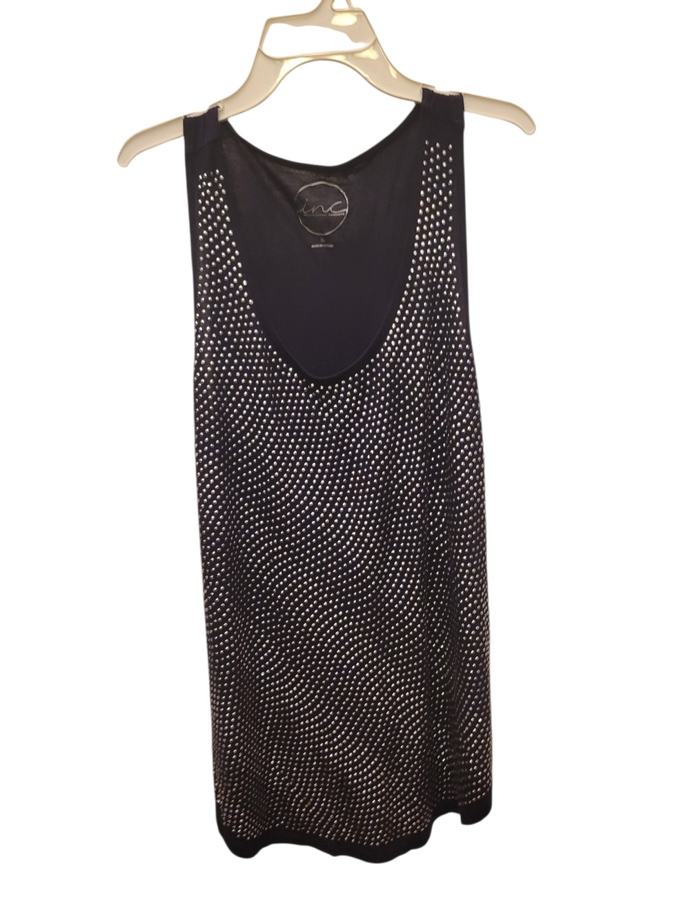 Embellished INC International Concepts Black Sleeveless Studded Tank